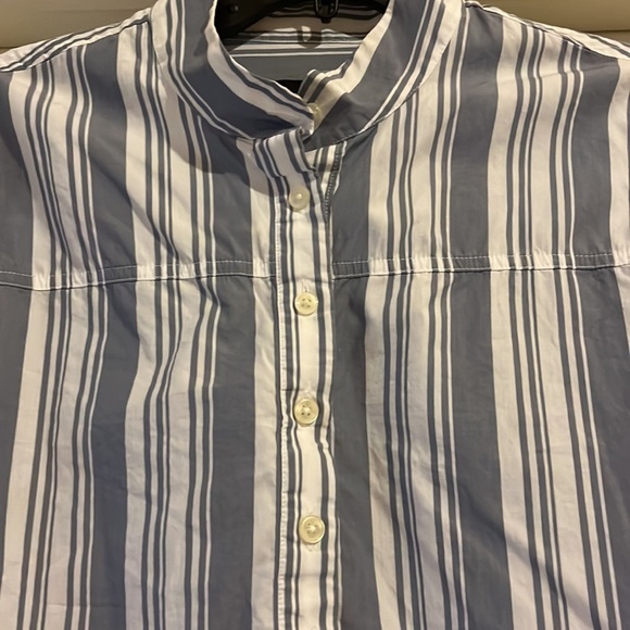 J. Crew Band-Collar Cotton Poplin Tunic in Stripe | Blue and White | 8 - Picture 4 of 7